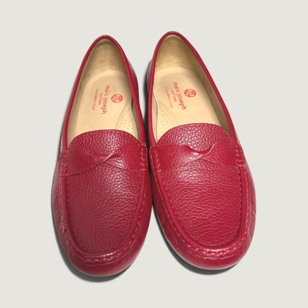 Marc Joseph New York Clermont St Red Pebbled Leather Driving Loafers 8.5